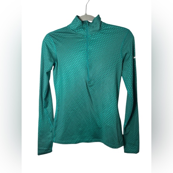 Nike Tops - Nike Dri-FIT Women’s Green Geometric Half-Zip Long Sleeve Running Top Size Small